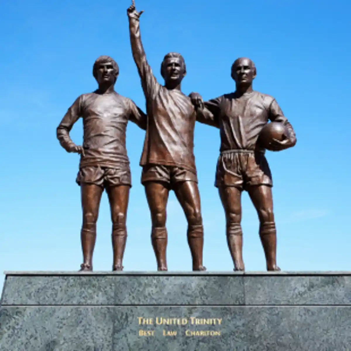 United Trinity football statue of Best Law Charlton at stadium