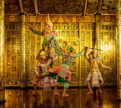 Traditional Sri Lankan cultural dance performance in golden hall